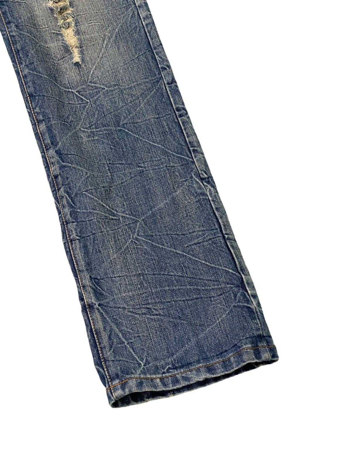 Japanese Brand Distress Jeans K.U.I Acid Wash Low Rise Denim Straight 5🟦9 Size US 30 / EU 46 - 13 Thumbnail