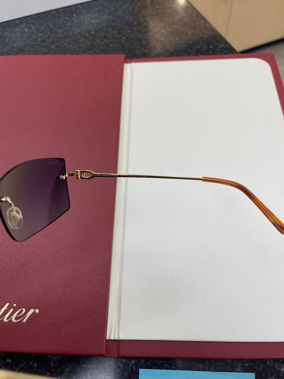 Cartier Cartier C Decor Blue Tint Sunglasses Gold Size ONE SIZE - 3 Thumbnail