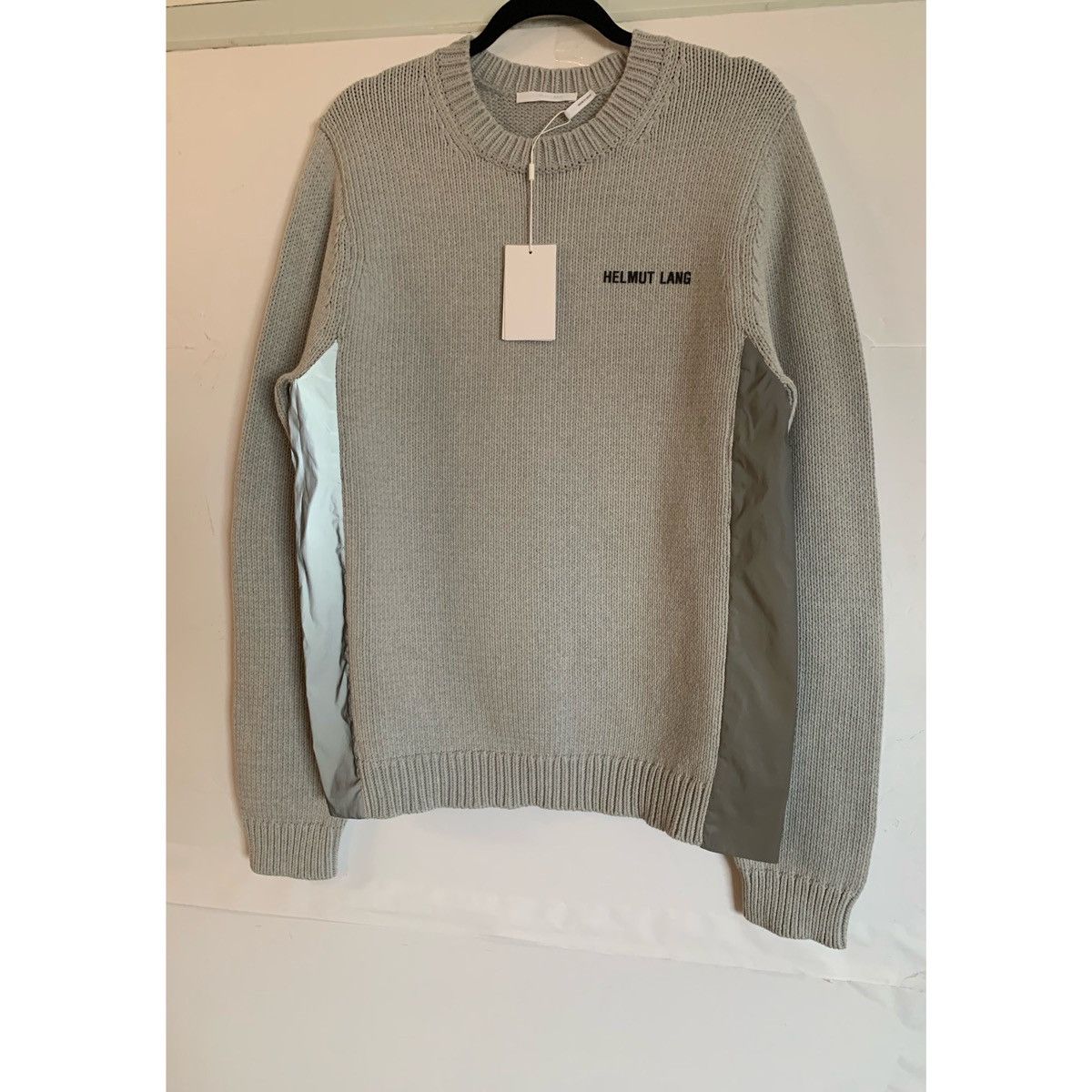 image of Helmut Lang Reflective Panel Knit Sweater in Grey, Men's (Size Small)