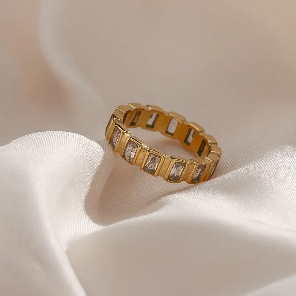 Jewelry Creative Small Square CZ Stone Ring Size ONE SIZE - 4 Thumbnail