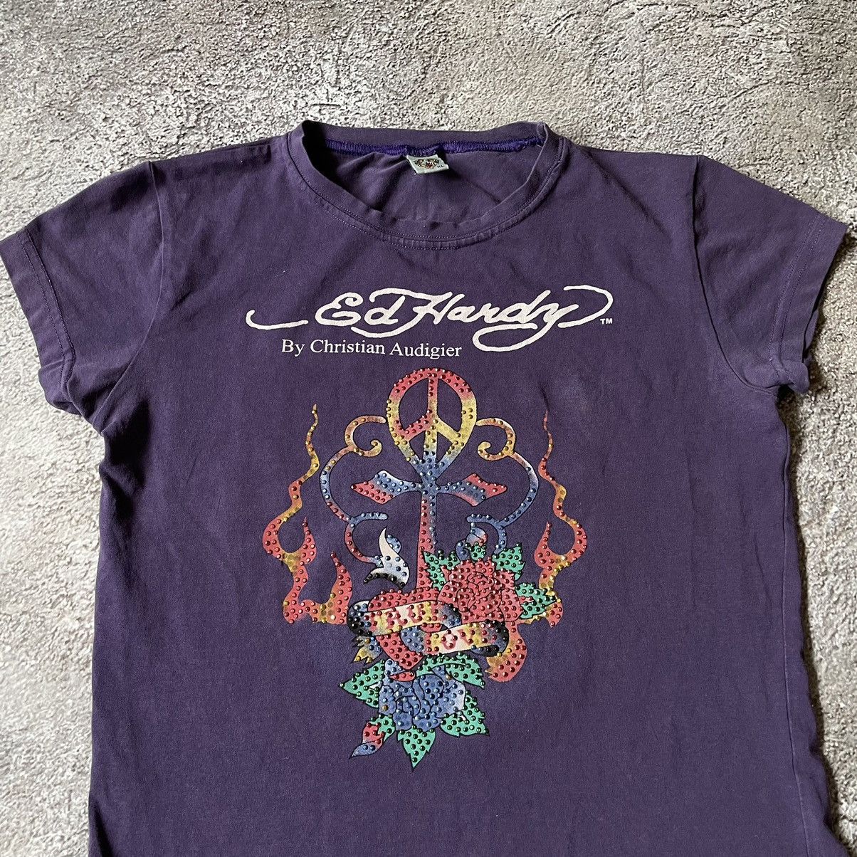 Vintage Vintage Y2K Ed Hardy Sun Faded Graphic Tee Purple Skater XL Size XL / US 12-14 / IT 48-50 - 6 Thumbnail