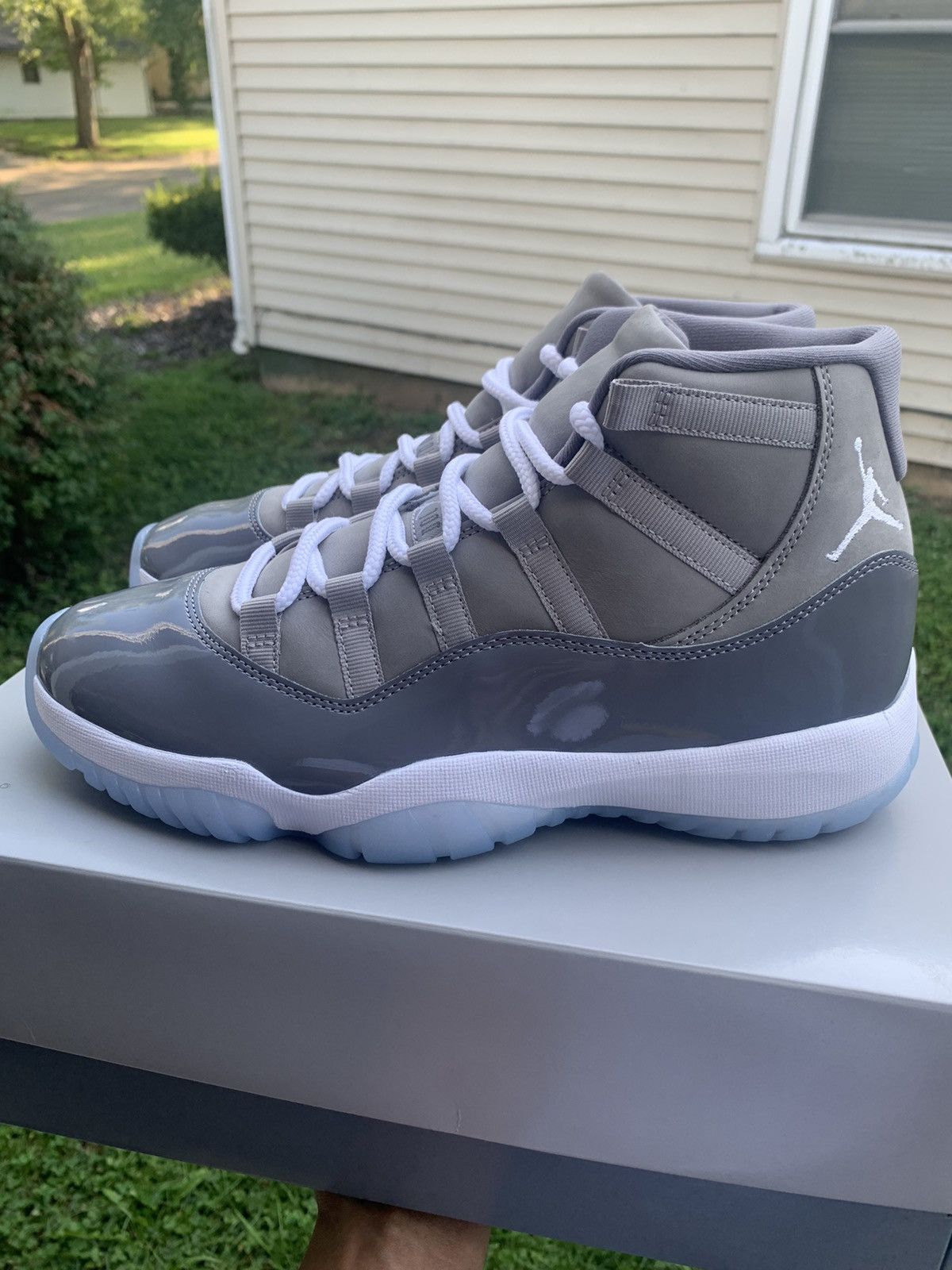 jordan 11 cool grey top view