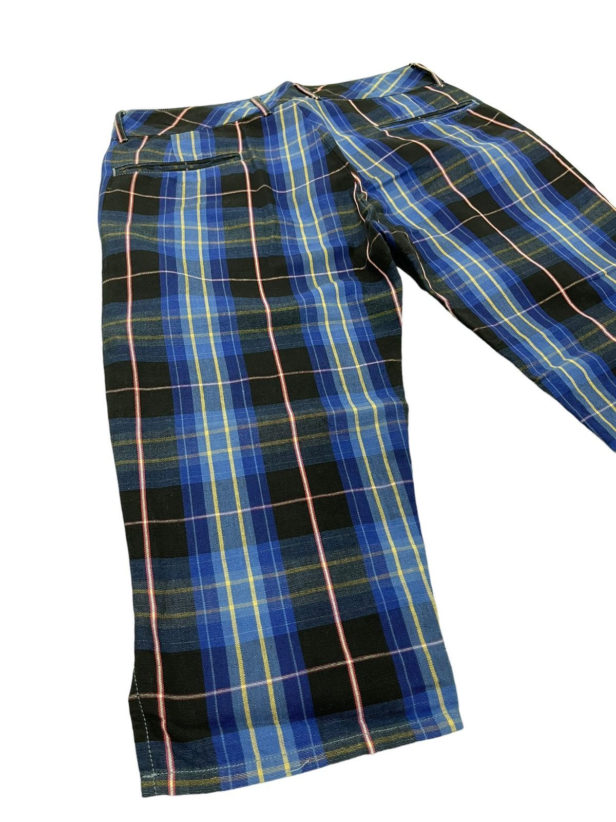 Japanese Brand ⚓ Kapital Plaid Checked Linen Blend Cropped Pant 5🟦8 Size US 31 - 11 Thumbnail