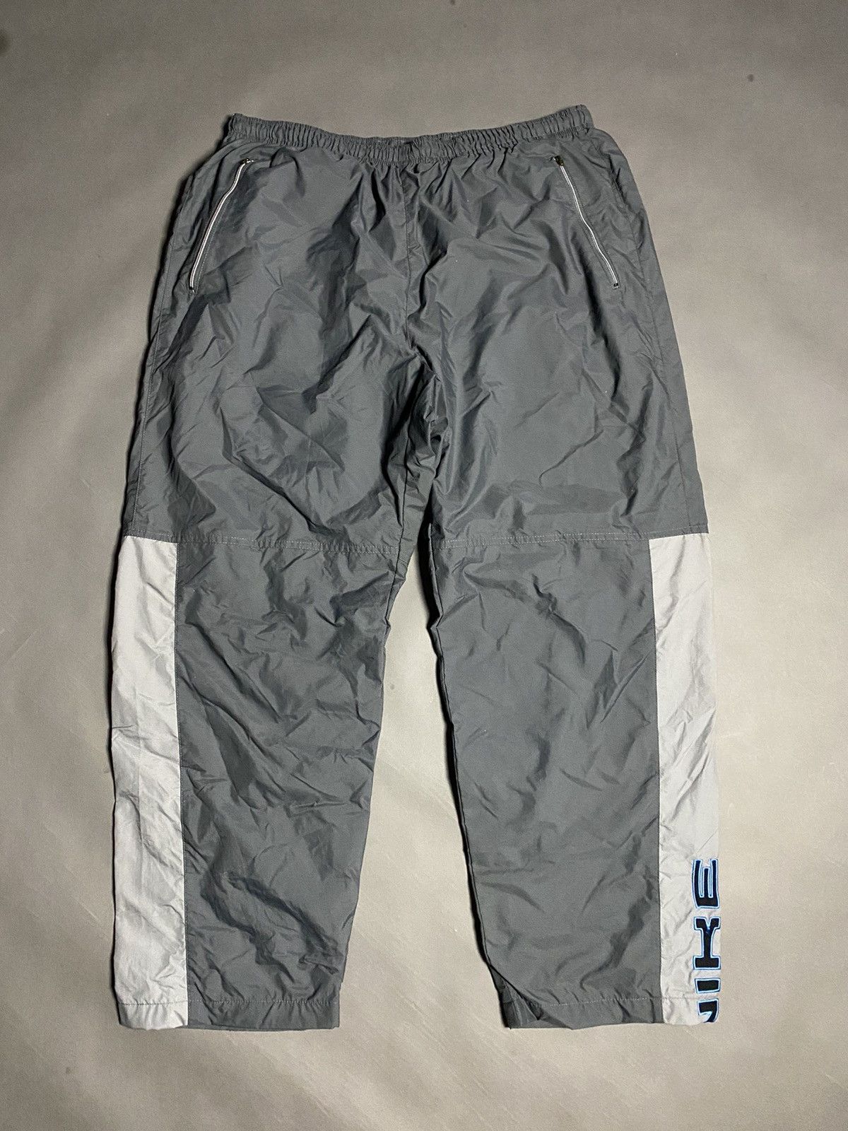 Nike × Vintage Nike vintage grey blue nylon track pants big logo Size US 34 / EU 50 - 1 Thumbnail