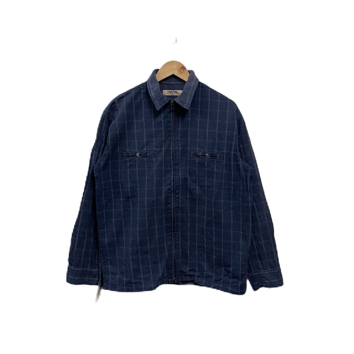 image of Kansai Yamamoto Vintage Kansai Jeans Plaid Zipper Jacket, Men's (Size Large)