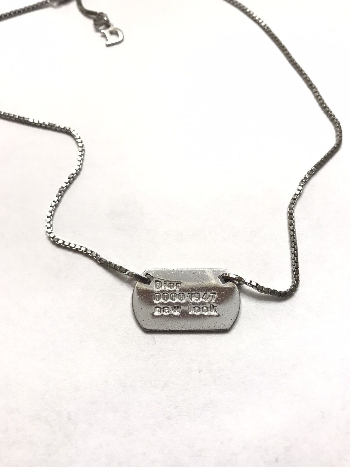 image of Dior Tag Necklace in Silver, Men's