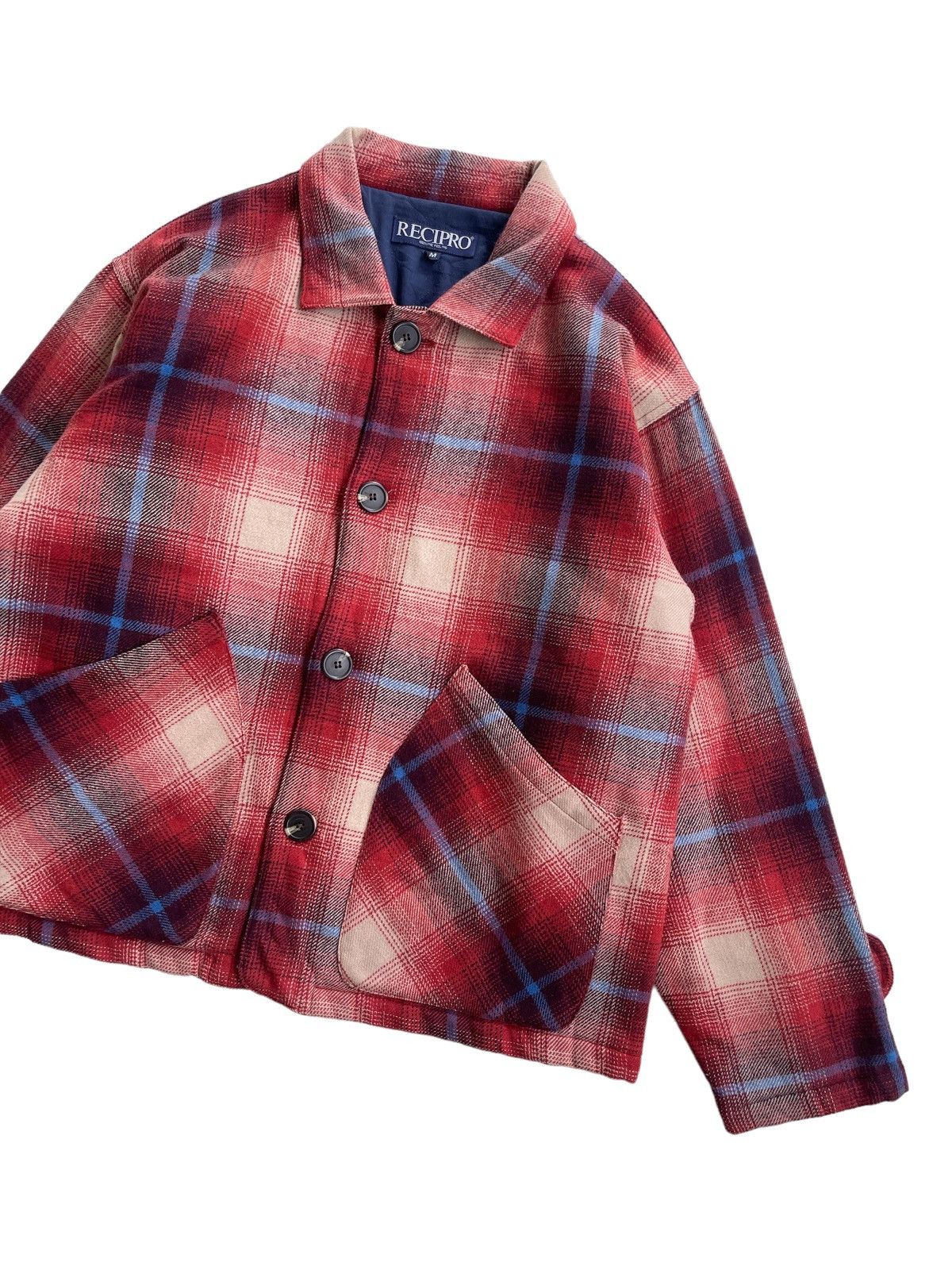 Japanese Brand Vintage Recipro Red Tartan Oversized Jacket Size US M / EU 48-50 / 2 - 6 Thumbnail