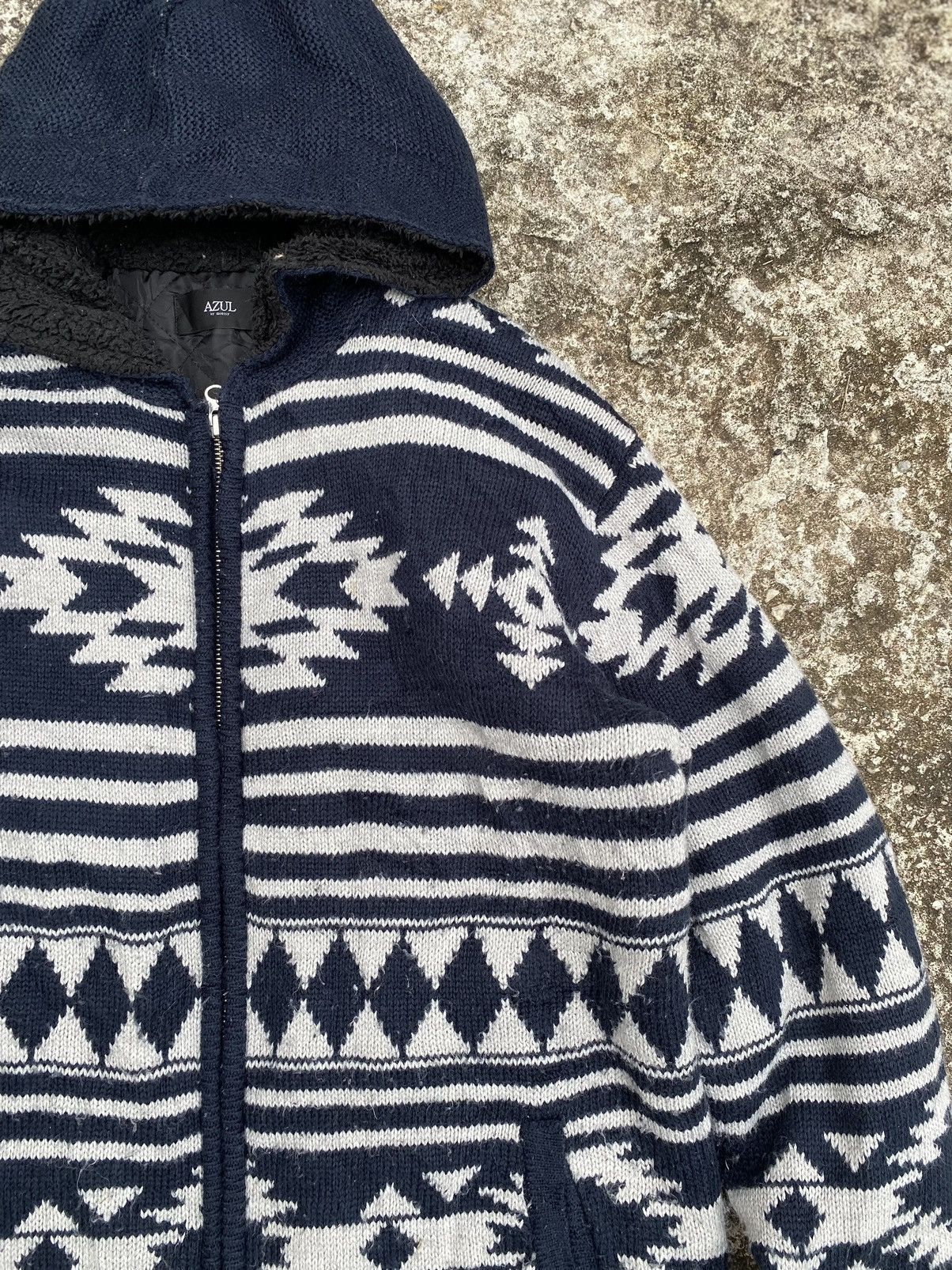 Japanese Brand Azul by Moussy Knitted Zipper Hoodie Size US L / EU 52-54 / 3 - 5 Thumbnail