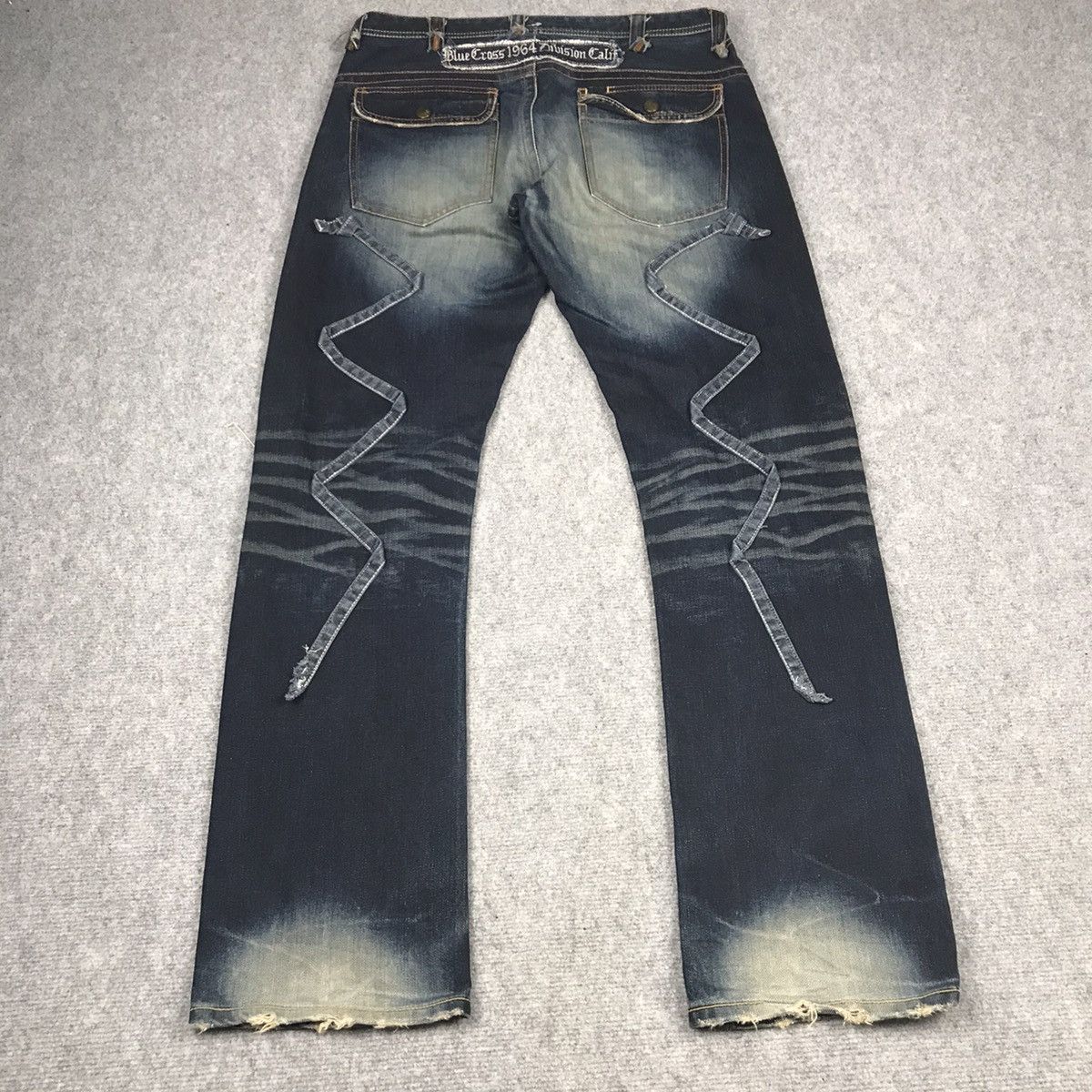 Japanese Brand × TROVE RIPPED DISTRESSED💀BLUE FADED TROVE DENIM PANTS Size US 33 - 11 Thumbnail