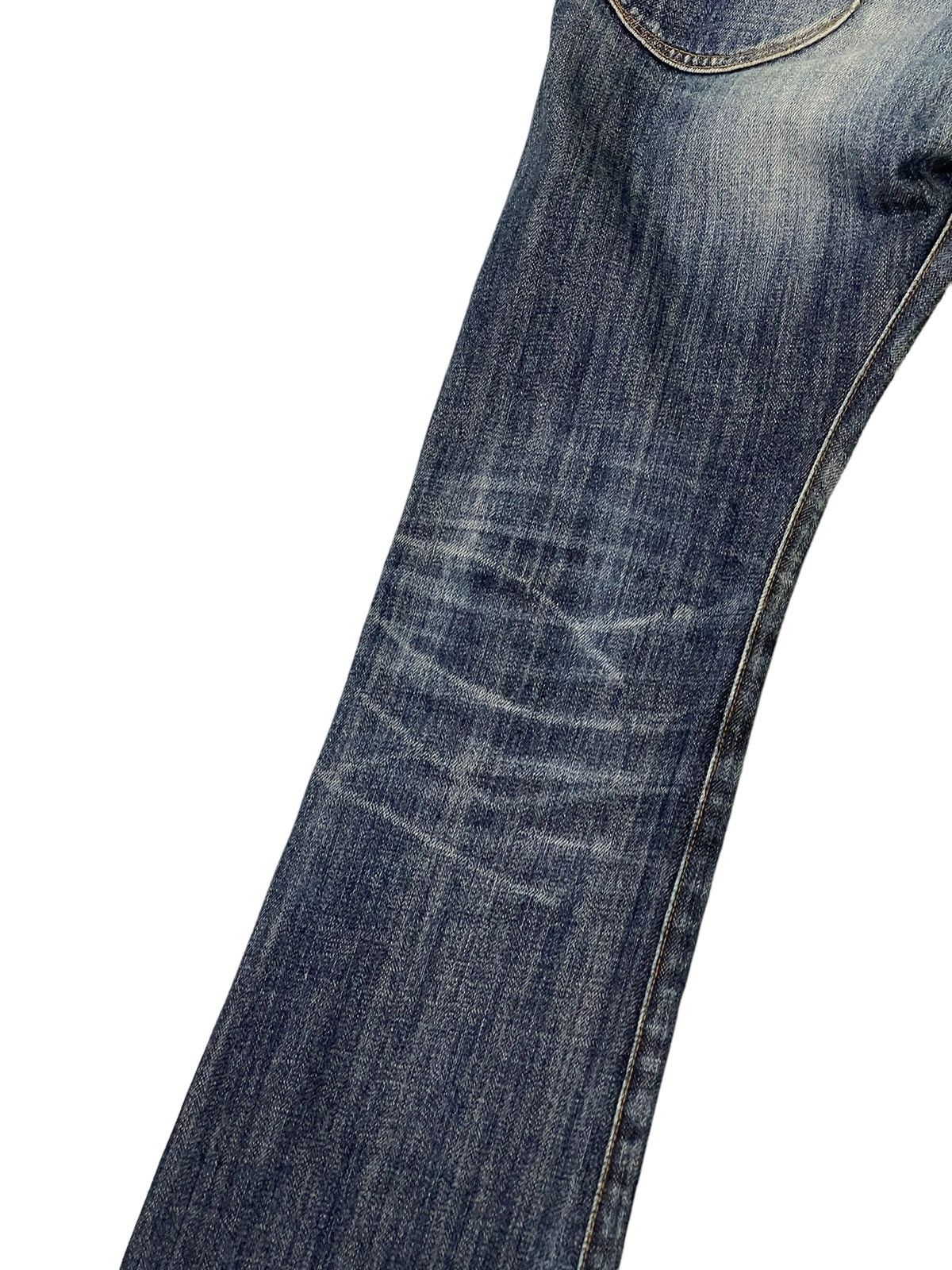Japanese Brand Flare Jeans Bark Tannage Distress Low Rise Boot Cut 5🟦8 Size US 29 - 17 Thumbnail