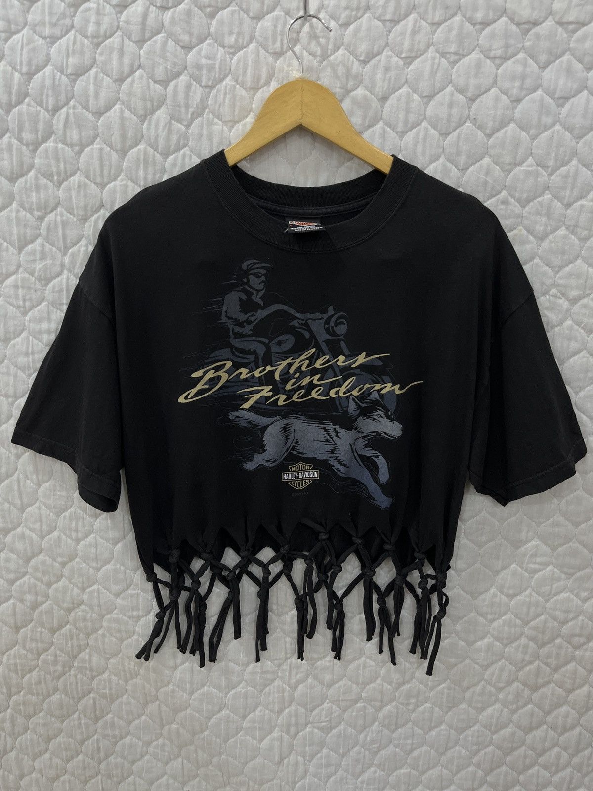 Harley Davidson × Vintage (Qqqq). VINTAGE HARLEY DAVIDSON CUSTOM CROP T SHIRTS Size L / US 10 / IT 46 - 2 Thumbnail
