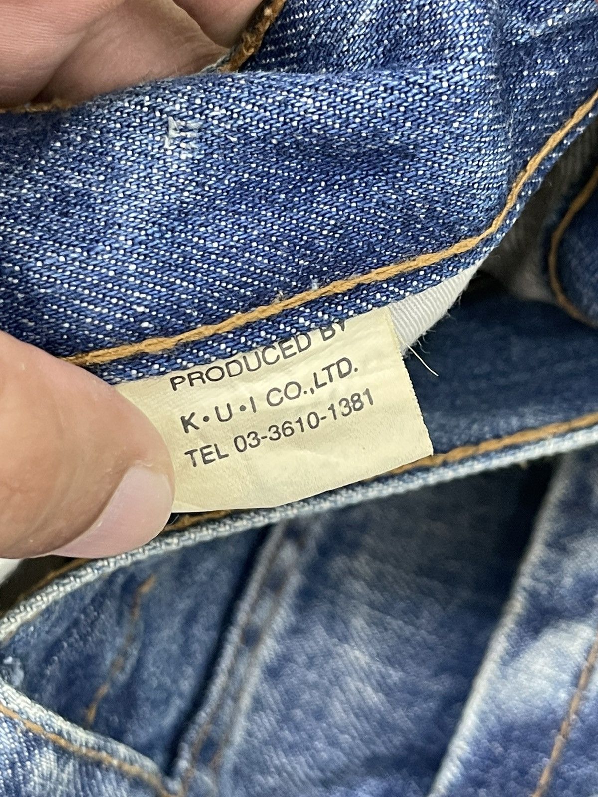 Japanese Brand Distress Jeans K.U.I Acid Wash Low Rise Denim Straight 5🟦9 Size US 30 / EU 46 - 22 Thumbnail