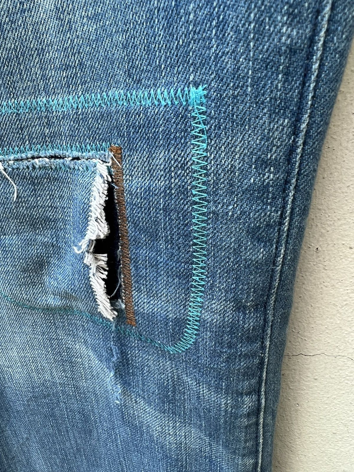 Earnest Sewn Vintage Earnest Sewn Distress Patchwork Denim Bootcut Jeans Size US 32 / EU 48 - 10 Thumbnail