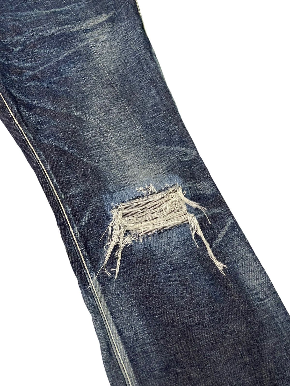 Japanese Brand Flare Jeans Ufin & Sons Distres Thick Denim Bell Bottom 5🟦9 Size US 35 - 7 Thumbnail