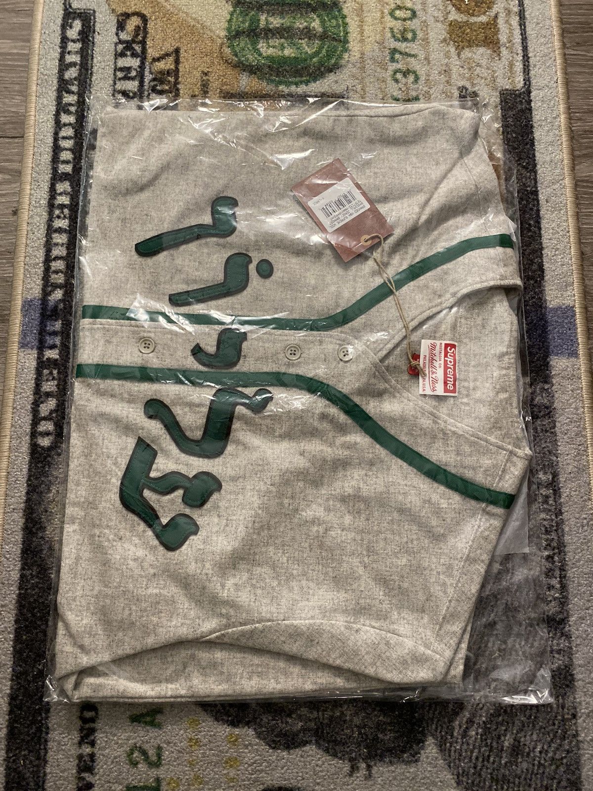 image of Mitchell Ness x Supreme M&n Wool Baseball Jersey Grey, Men's (Size XL)