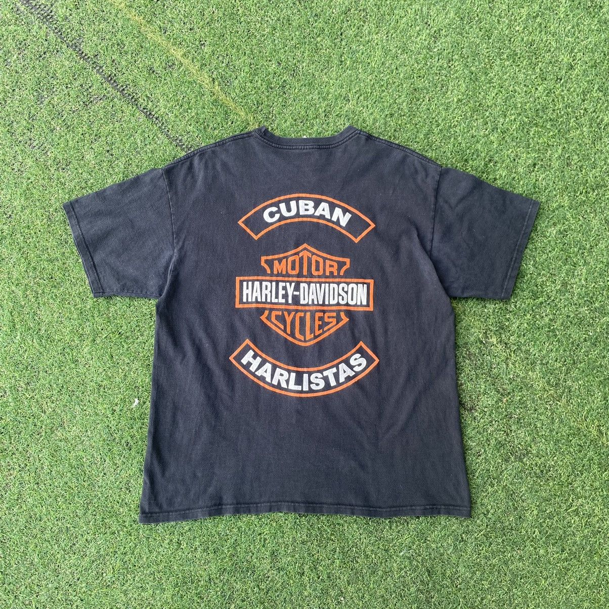 image of Choppers x Harley Davidson Vintage Faded Cuban Harlistas Harley Davison Tee in Black (Size XL)