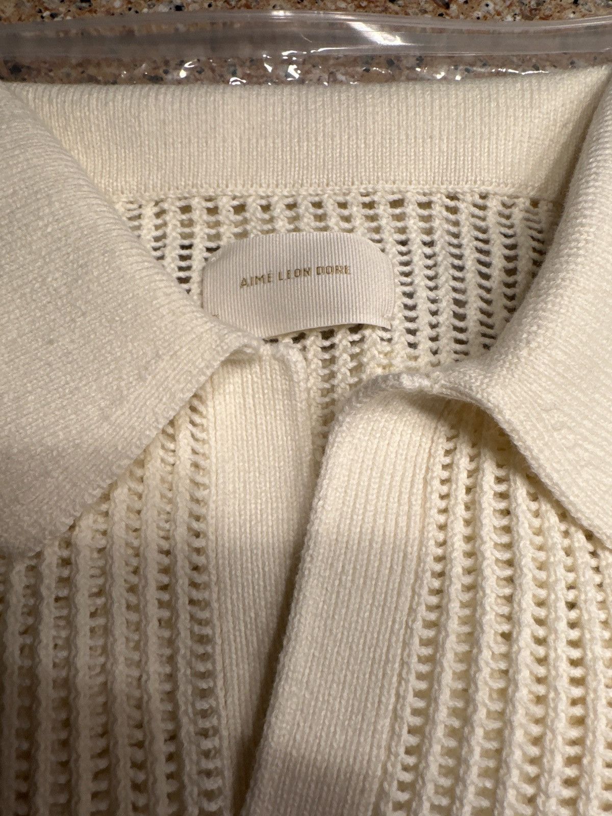 MESH KNIT POLO PRISTINE COLOR SIZE SMALL