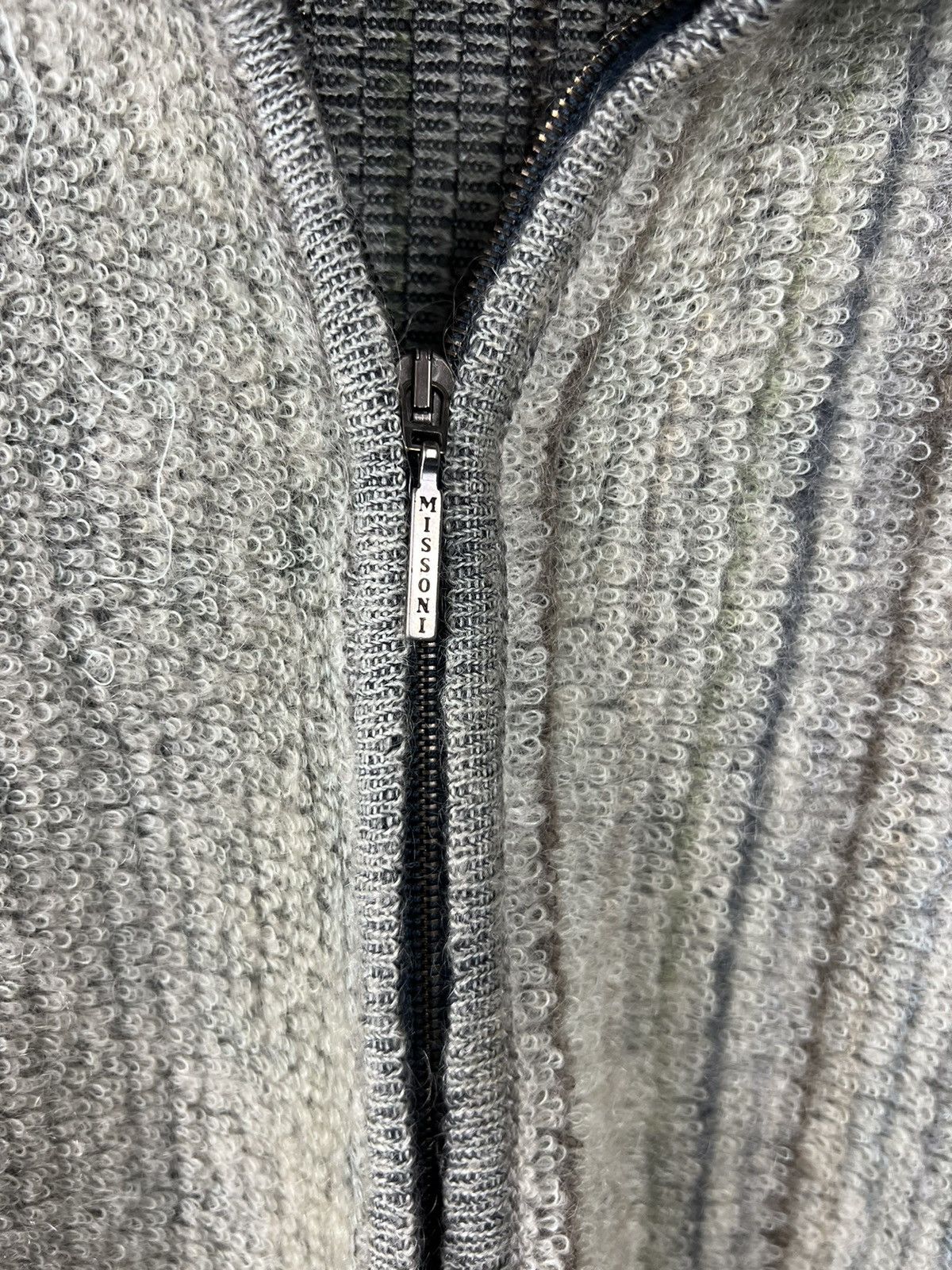 Missoni × Vintage VTG warm sweater Missoni gray white Full zip Size US L / EU 52-54 / 3 - 3 Thumbnail