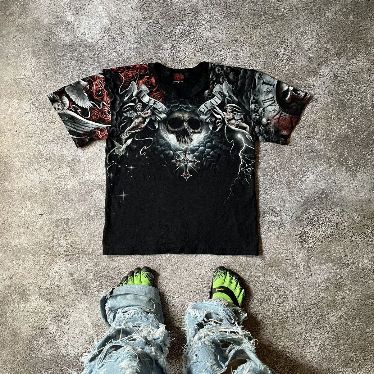 Vintage Vintage Y2K Skeleton Graphic Tee Goth Horror Faded Black M Size US M / EU 48-50 / 2 - 1 Thumbnail