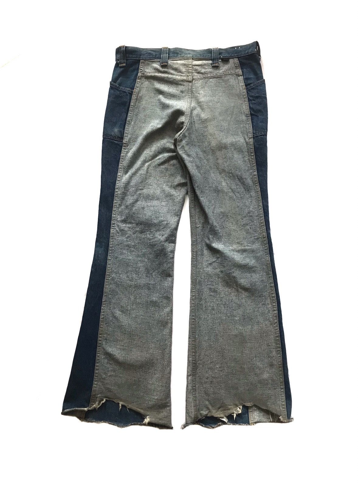 If Six Was Nine VINTAGE 70'S LEE GEMINI REVERSIBLE TWO TONED FLARE JEANS Size US 31 - 5 Thumbnail