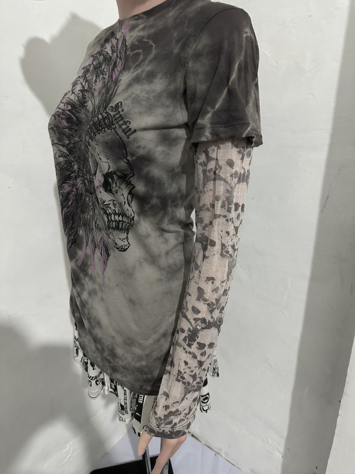 Japanese Brand Sinful Tshirt with Skull Tattoo Sleeve Punk Bondage Size M / US 6-8 / IT 42-44 - 3 Thumbnail