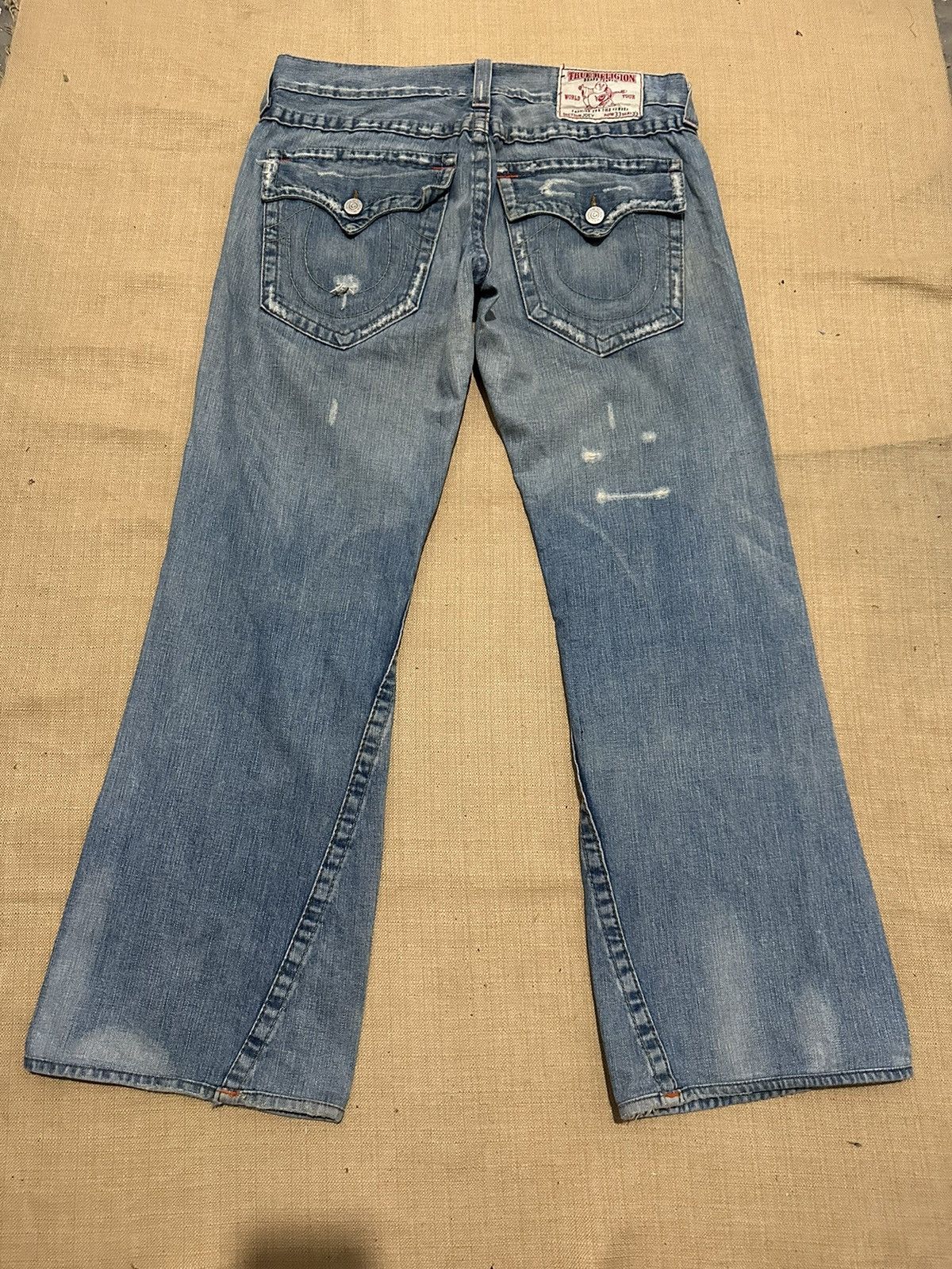 True Religion True Religion Joey Distressed Flared Jeans Size US 33 - 4 Thumbnail
