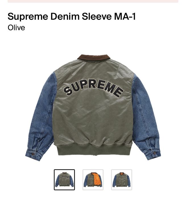 Supreme denim sleeve bomber | Grailed