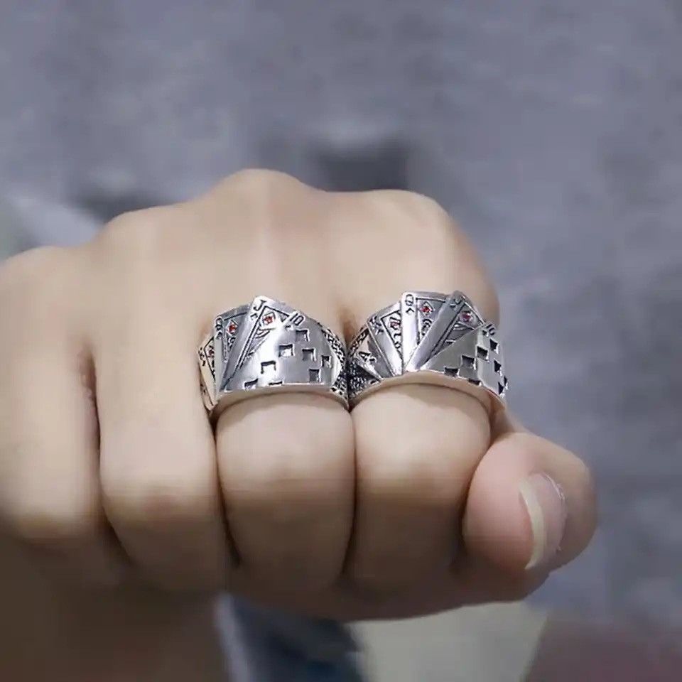 Jewelry × Vintage Poker Cards Adjustable Ring Retro Size ONE SIZE - 8 Thumbnail