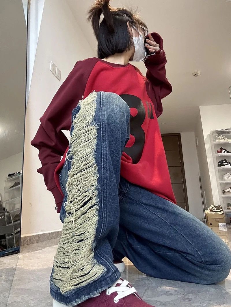 Y2K Side ripped Jeans Unisex