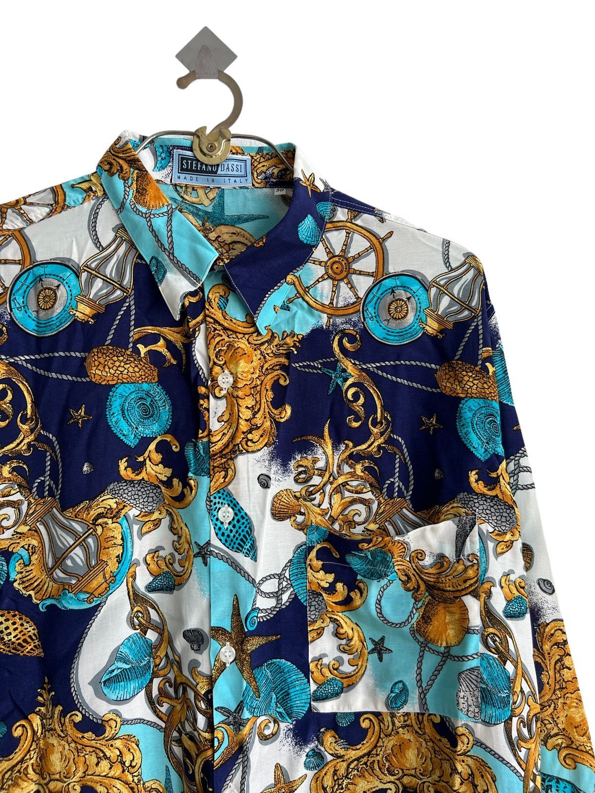Barque × Versace Prototype Stefano Dassi 🇮🇹 Chain Baroque Luxury Rayon Shirt Size US M / EU 48-50 / 2 - 1 Thumbnail
