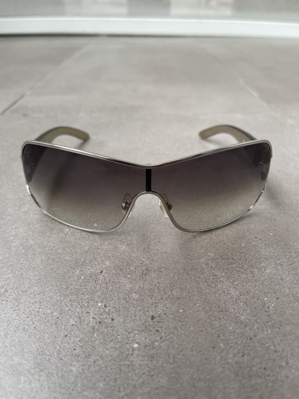 Miu Miu !DS! Miu Miu SMU52G 1BC-2Q1 Grey Silver Shield Sunglasses Size ONE SIZE - 4 Thumbnail