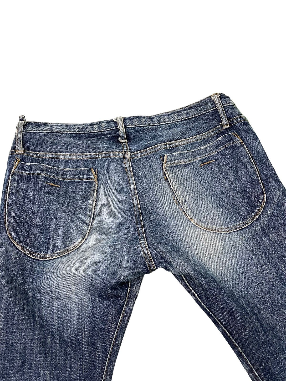 Japanese Brand Flare Jeans Bark Tannage Distress Low Rise Boot Cut 5🟦8 Size US 29 - 19 Thumbnail