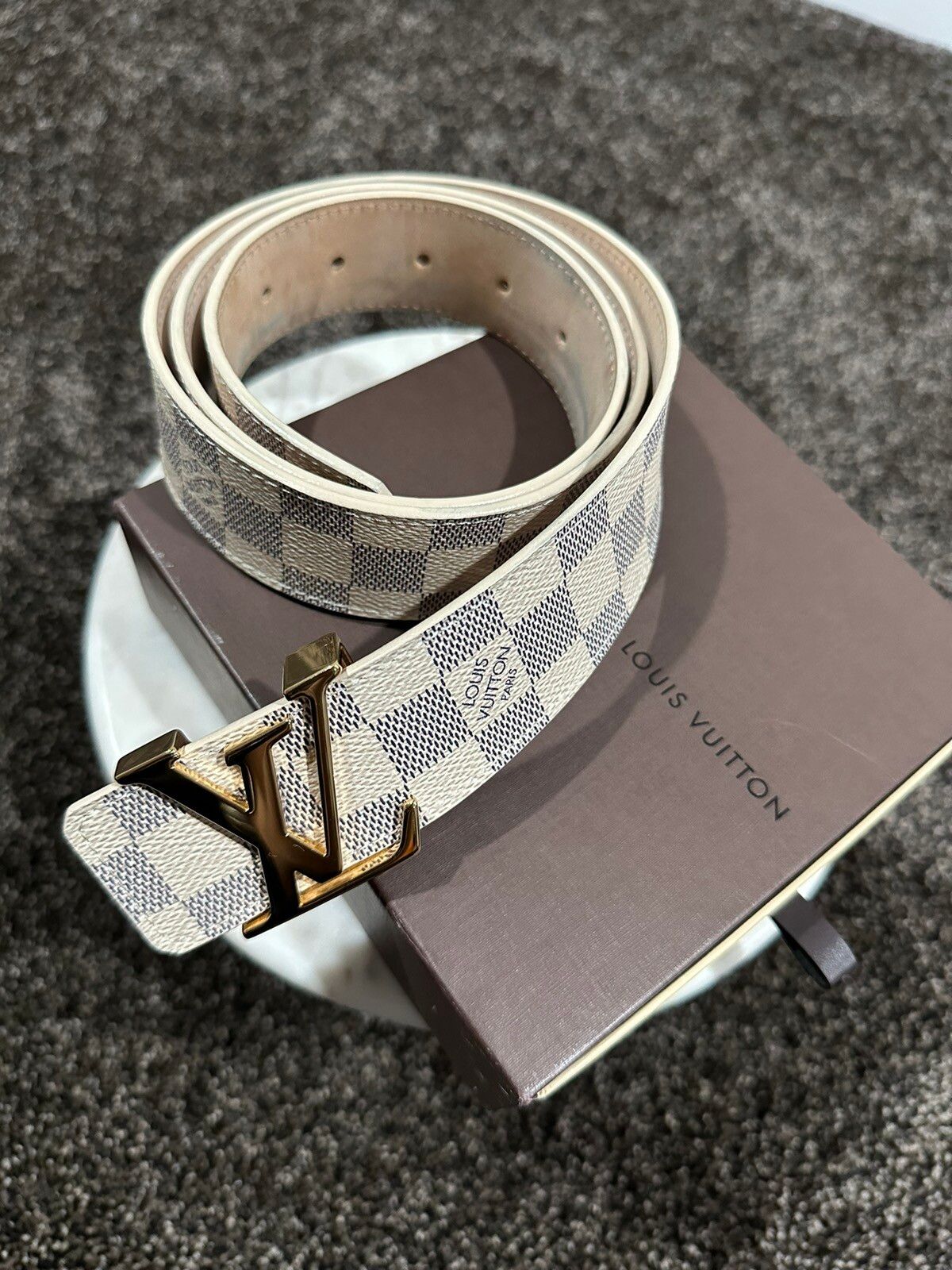 Louis Vuitton Damier Azur 40MM Initiales Belt - Grey Belts, Accessories -  LOU207612