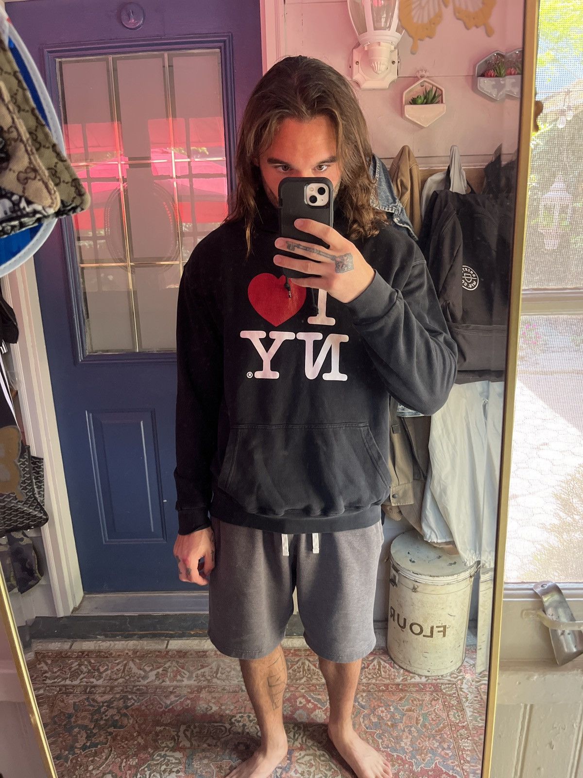 Vintage Vintage “I Heart NY” Black Faded Hoodie Y2K Size US XL / EU 56 / 4 - 11 Thumbnail