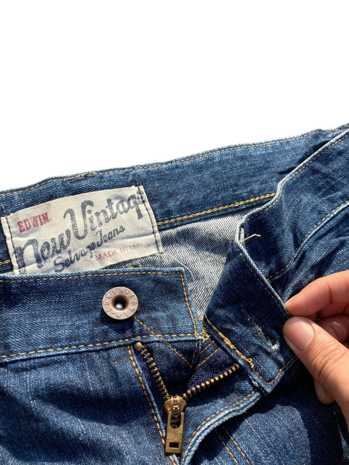 Edwin × Vintage Vintage Y2K Edwin Indigo Distressed Kaihara Denims Size US 34 / EU 50 - 7 Thumbnail