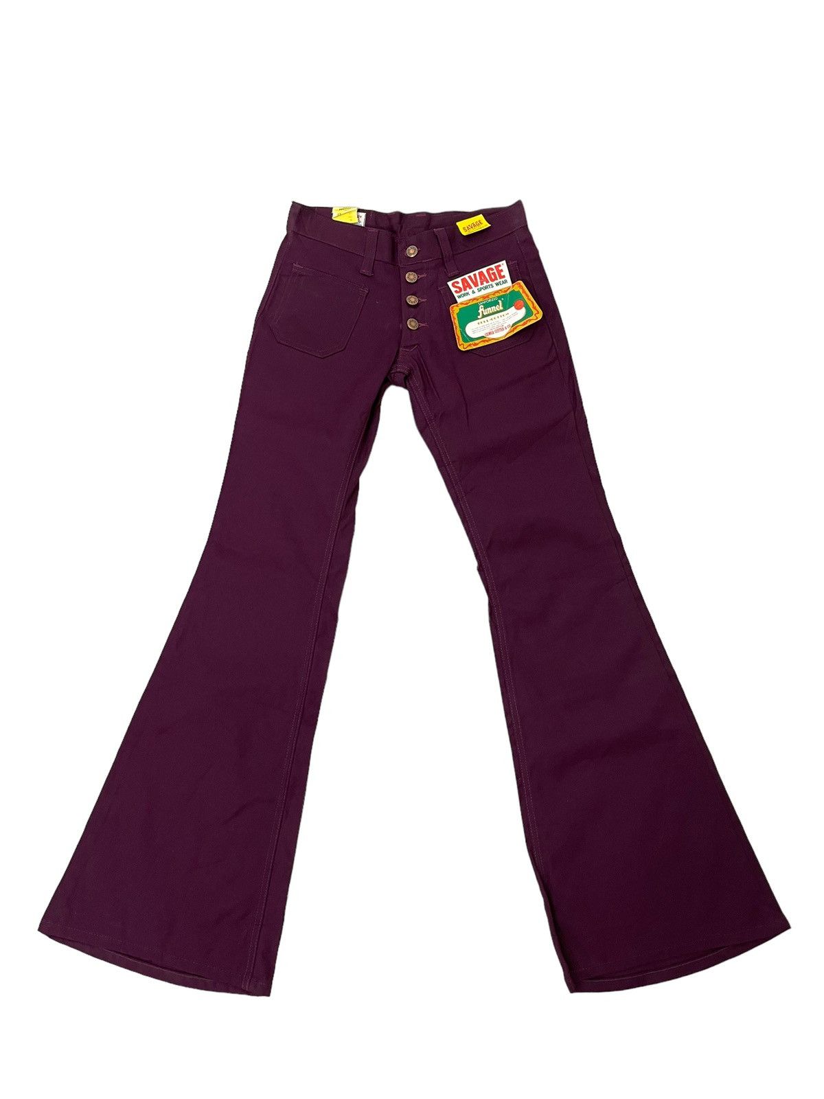 Japanese Brand Flare Jeans Savage Deadstock Vtg 70s Bell Bottom 5🟦8 Size US 27 - 3 Thumbnail