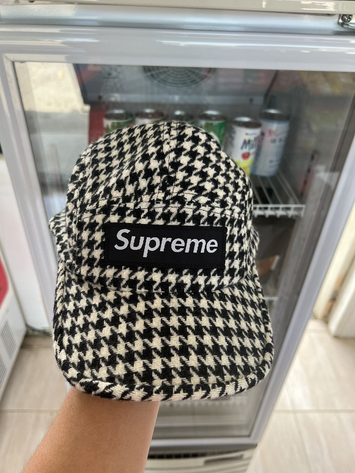 Supreme Vintage Supreme 2001 White Wool Houndstooth Box Logo Cap