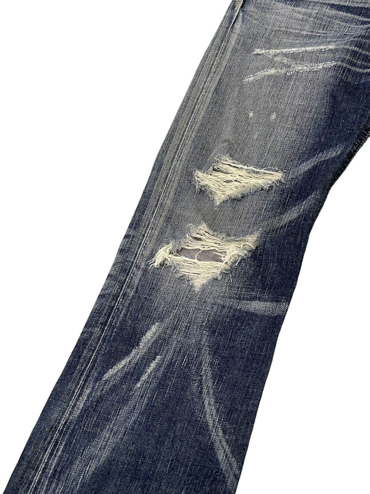 Edwin Flare Jeans Edwin Distress Acid Wash Low Rise Boot Cut 5🟦5T Size US 31 - 6 Thumbnail