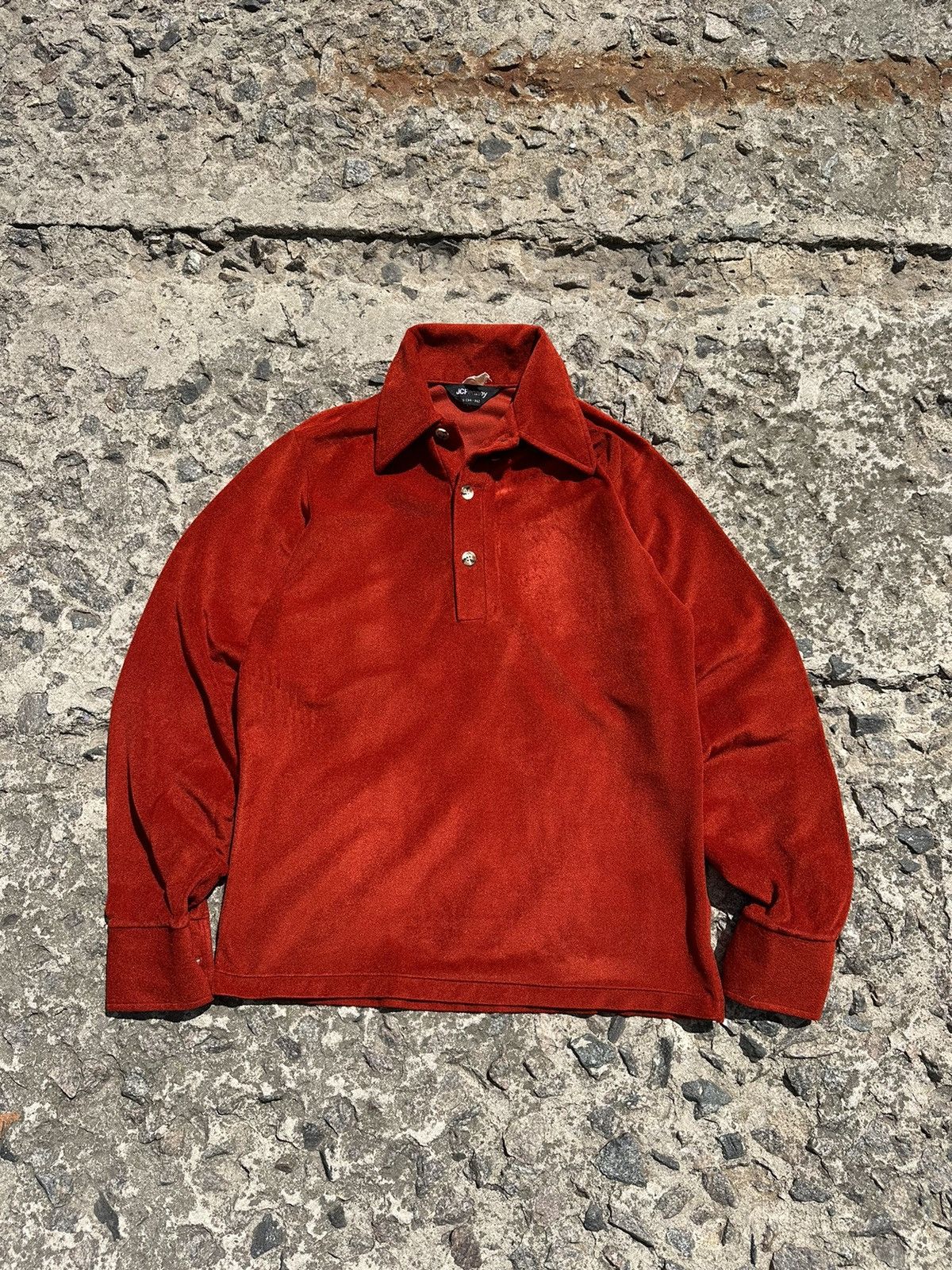 JCPenney × Vintage Vintage 80s JC Penney Velvet Polo Long Sleeve Size US S / EU 44-46 / 1 - 1 Thumbnail