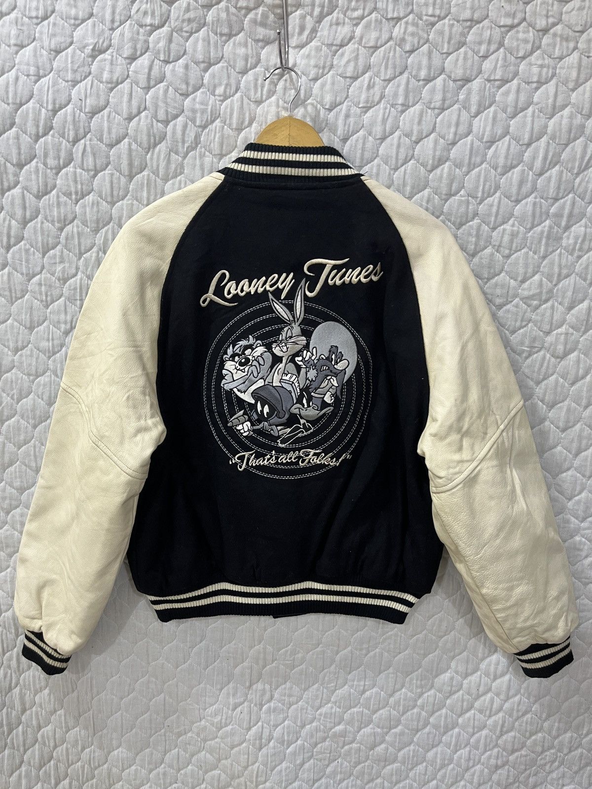 image of Oldvarsitystadium x Vintage (Ssss) VTG Warner Bros Looney Tunes Varsity Jacket, Men's (Size Medium)
