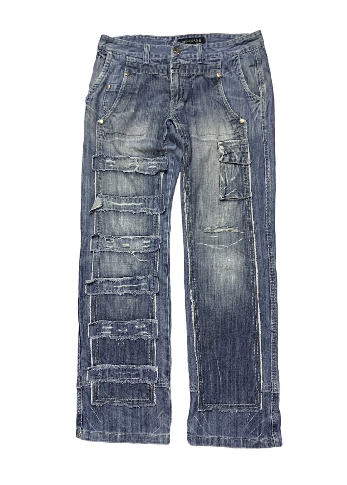 Hysteric Glamour Japanese Brand VIP JEANS Double Knee Straight Washed Denim Size US 35 - 1 Thumbnail