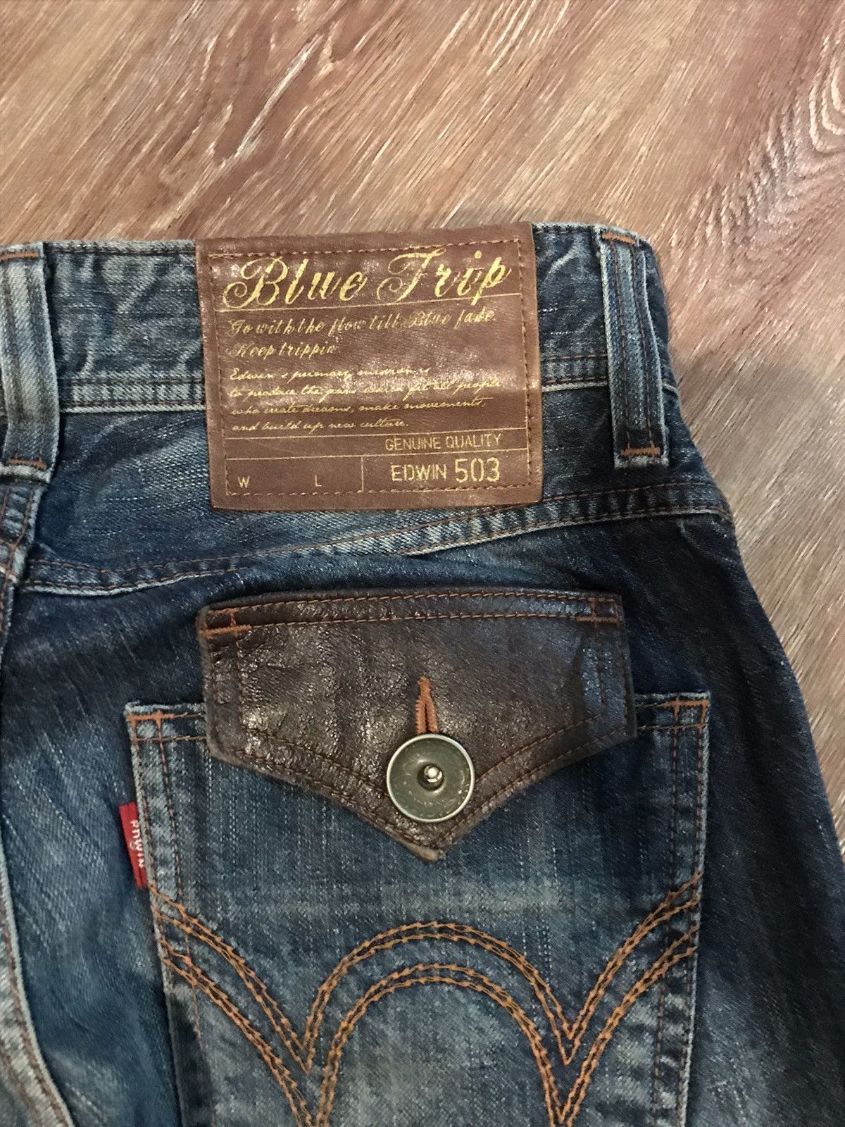 Edwin Flare jeans Edwin rare design Japan 🇯🇵 Size US 29 - 5 Thumbnail
