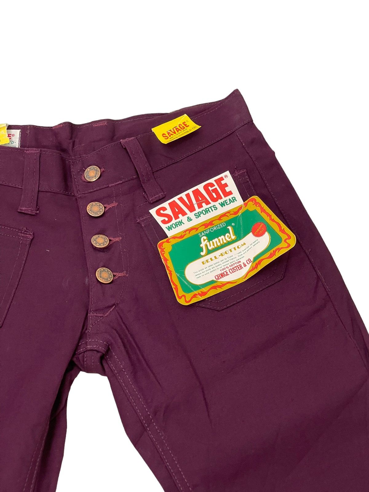 Japanese Brand Flare Jeans Savage Deadstock Vtg 70s Bell Bottom 5🟦8 Size US 27 - 9 Thumbnail