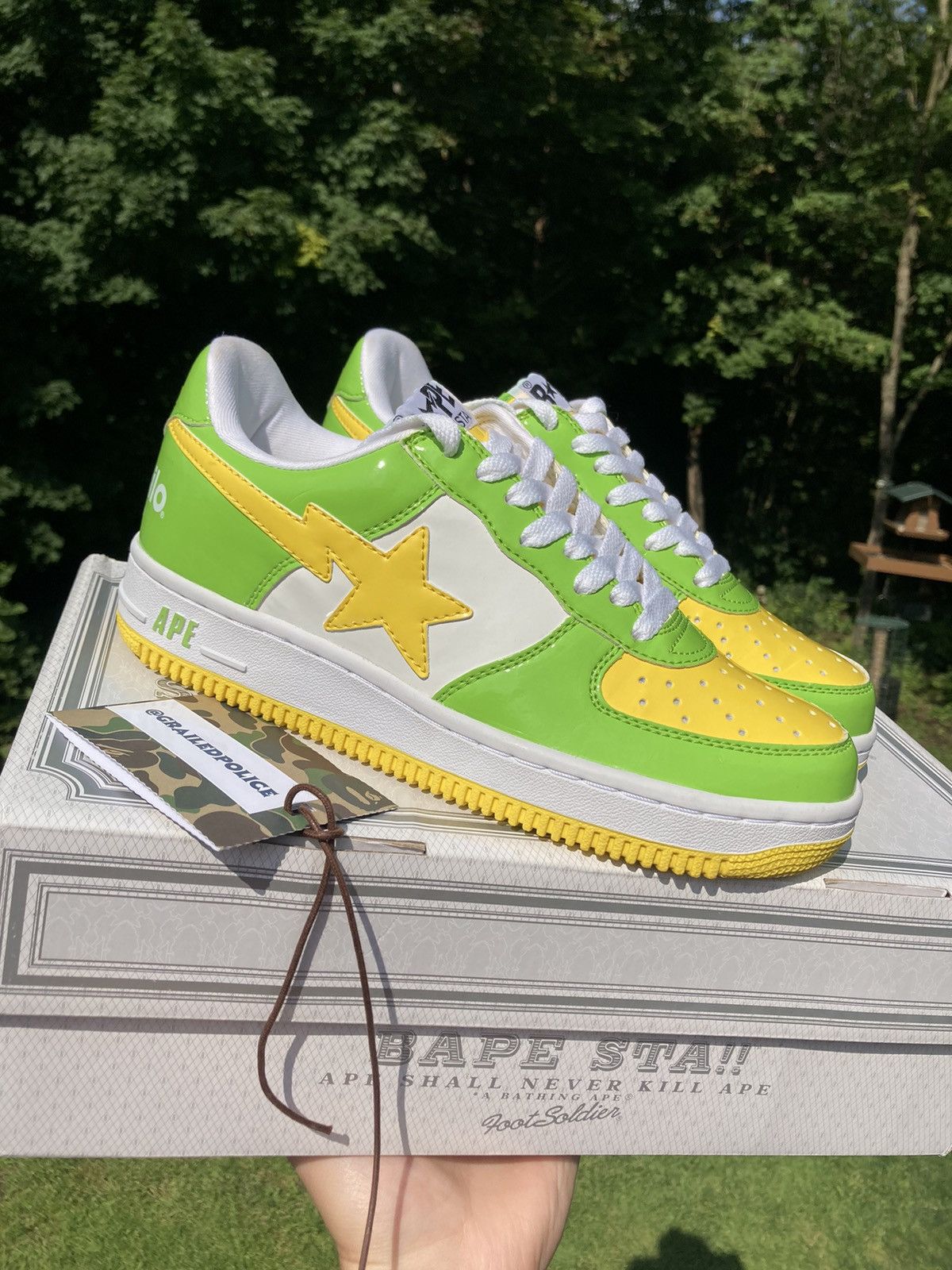 image of Baby Milo Miloborg Bapesta (2008) Shoes in Green, Men's (Size 7.5)