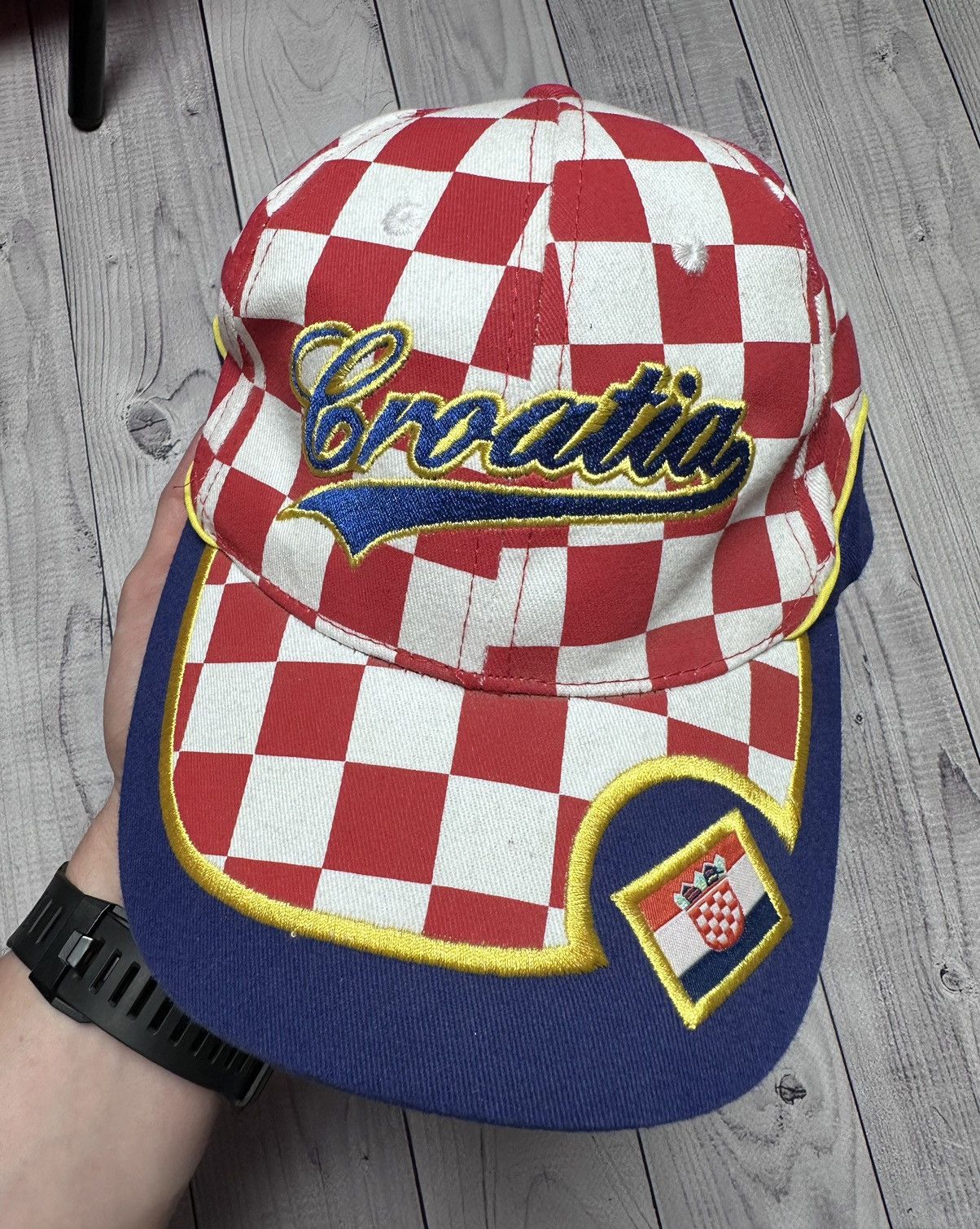 Vintage Croatia cap soccer plaid