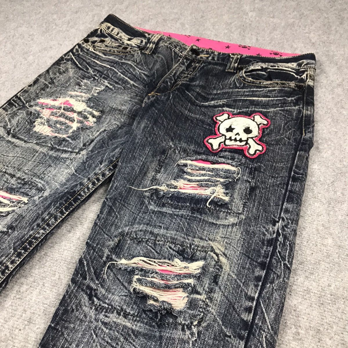 Japanese Brand ACID WASH JEANS JAPANESE PUNK BLUE FADED DISTRESSED PANTS Size US 34 / EU 50 - 6 Thumbnail
