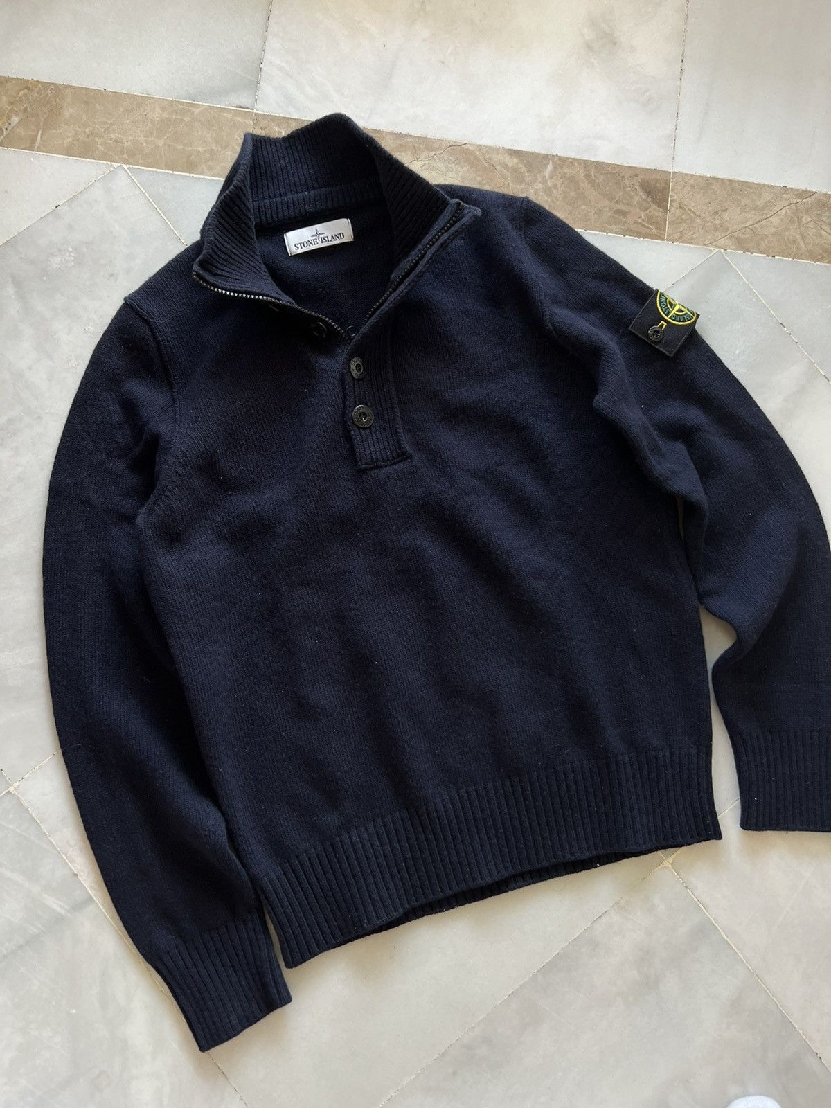 Stone Island × Vintage Stone island turtleneck button sweater Size US M / EU 48-50 / 2 - 3 Thumbnail
