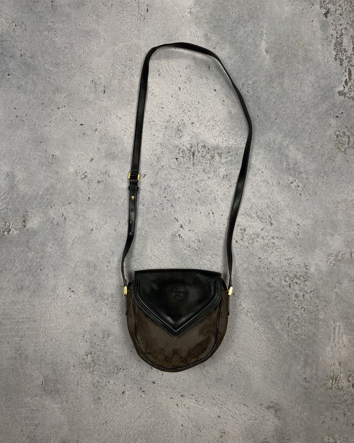 image of Gucci Vintage Crossbody Bag Monogram in Black/Brown, Men's