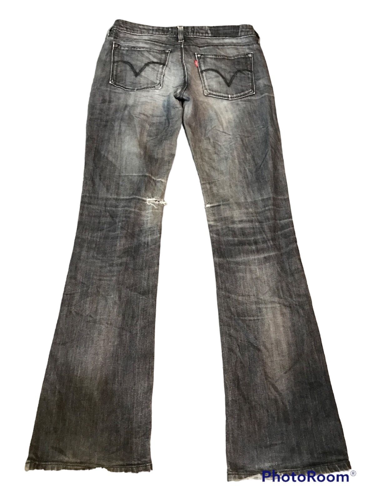 image of Distressed Denim x Levis Flare Jeans Levis 572 Distressed Boot Cut in Black, Men's (Size 31)