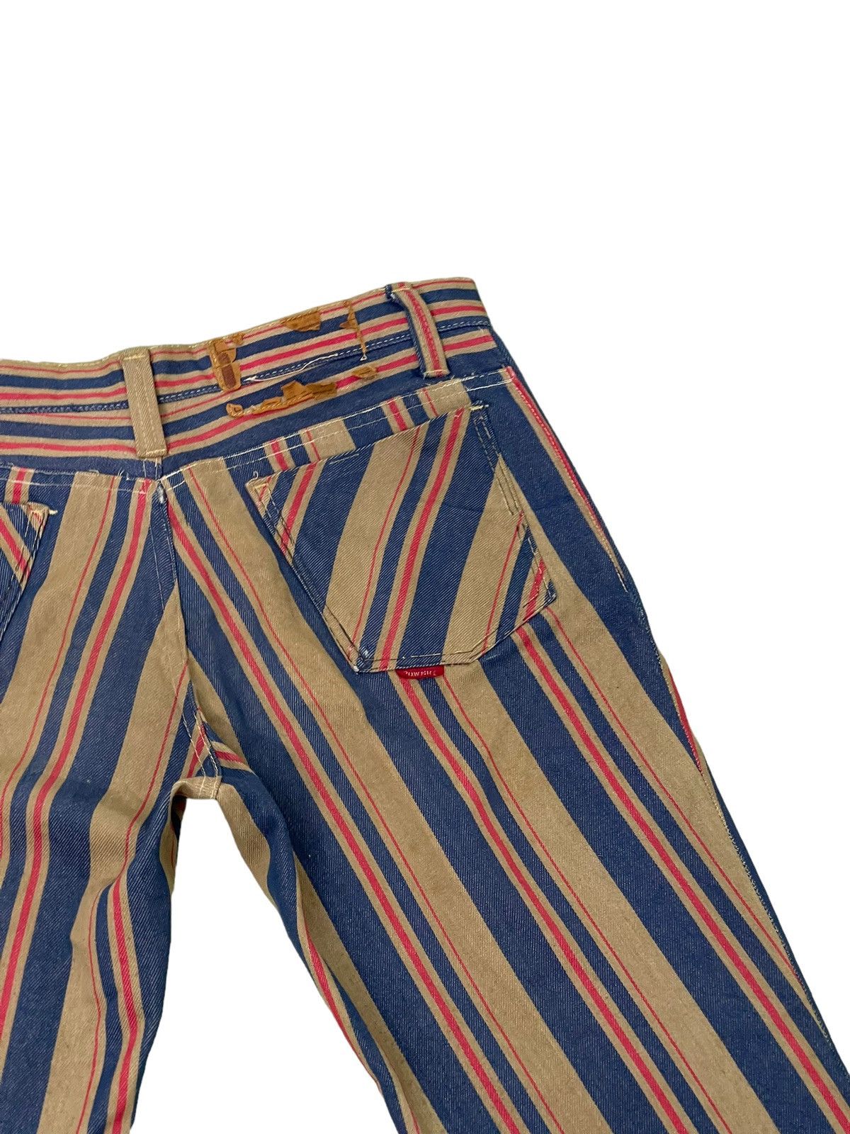 Japanese Brand Flare Jeans Vtg 70/80s Power Striped Bell Bottom 6🟦0 Size US 31 - 18 Thumbnail